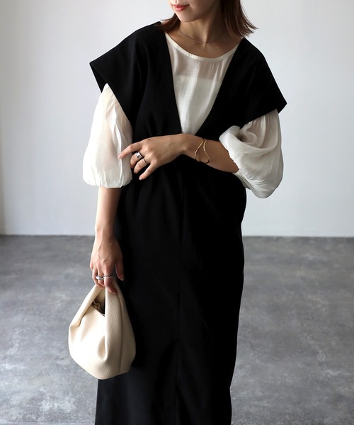 Riberry（リベリー）の「タックジャンパースカート（ジャンパースカート・レディース・ブラック・FREE）」の7枚目の写真