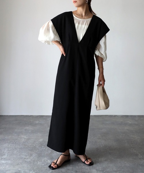 Riberry（リベリー）の「タックジャンパースカート（ジャンパースカート・レディース・ブラック・FREE）」の6枚目の写真