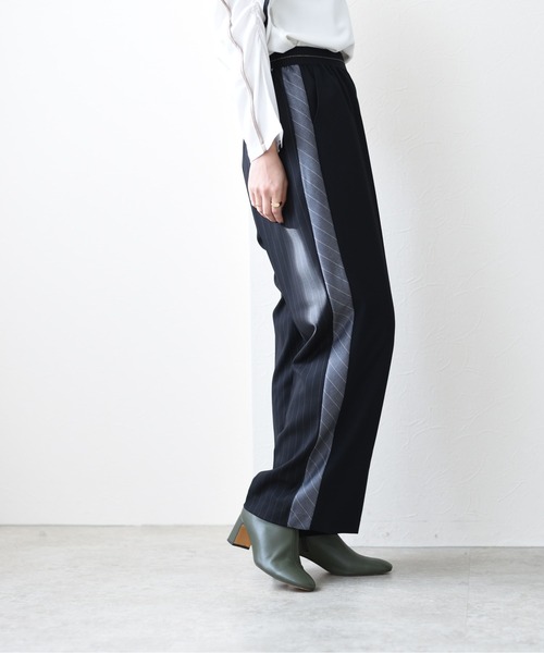 Eimee Law パンツ アシメサイドレースベロアパンツ レディース