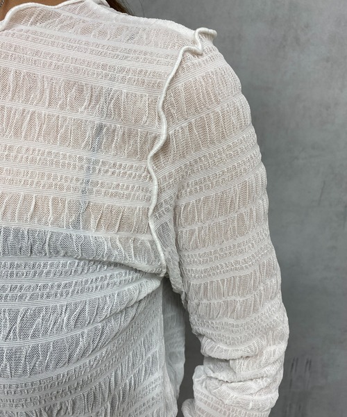 un dix cors(アンディコール)の「前後2WAYシャーリングシアープルオーバー(Tシャツ/カットソー・レディース・オフホワイト/ブラック・FREE)」の15枚目の写真