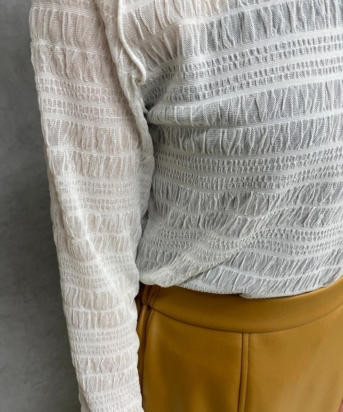 un dix cors(アンディコール)の「前後2WAYシャーリングシアープルオーバー(Tシャツ/カットソー・レディース・オフホワイト/ブラック・FREE)」の19枚目の写真