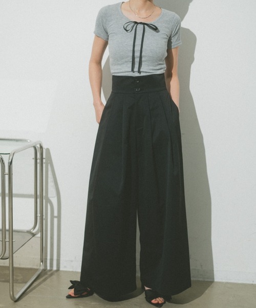 VANNIE U（ヴァニーユー）の「ダブルタックボリュームパンツ（その他パンツ・レディース・ブラック/ベージュ・S/M/L）」の5枚目の写真