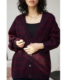 AZUL by moussy | レトロ総柄ジャガードカーディガン(カーディガン/ボレロ)