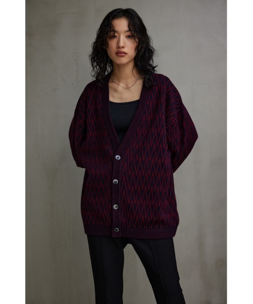 AZUL by moussy(アズールバイマウジー)の「レトロ総柄ジャガードカーディガン(カーディガン/ボレロ・メンズ・イエロー系その他/ブラック系その他/レッド系その他・MEDIUM/LARGE)」の17枚目の写真