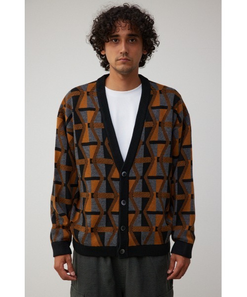 AZUL by moussy(アズールバイマウジー)の「レトロ総柄ジャガードカーディガン(カーディガン/ボレロ・メンズ・イエロー系その他/ブラック系その他/レッド系その他・MEDIUM/LARGE)」の10枚目の写真