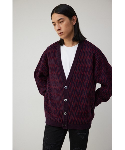 レトロ総柄ジャガードカーディガン（カーディガン/ボレロ）｜AZUL BY