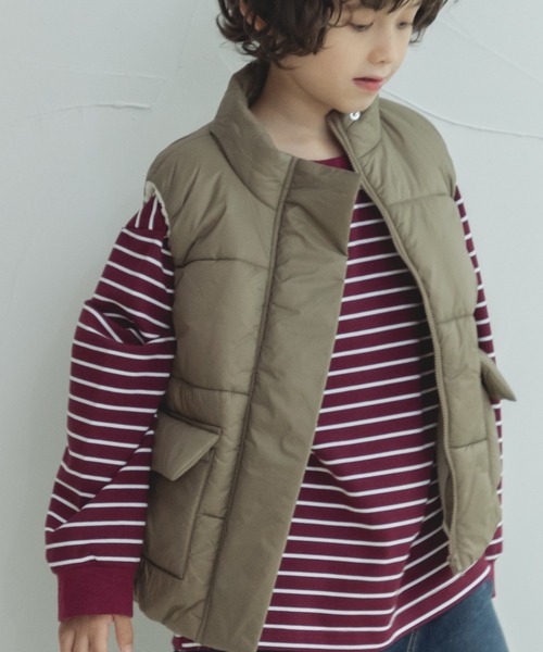 pairmanon（ペアマノン）の「ポケット付き 中綿ダウンベスト（ダウンベスト・キッズ・オリーブ/アイボリー/ブラック・120/130/150/110/100/140/90）」の10枚目の写真