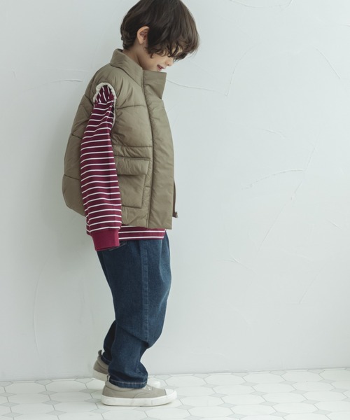 pairmanon（ペアマノン）の「ポケット付き 中綿ダウンベスト（ダウンベスト・キッズ・オリーブ/アイボリー/ブラック・120/130/150/110/100/140/90）」の11枚目の写真