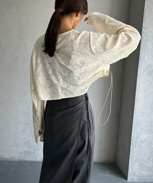 &g'aime(アンジェム)の「【&g'aime】ドロストコードショートトップス(Tシャツ/カットソー・レディース・ブラック/ホワイト/ブラウン・FREE)」の13枚目の写真