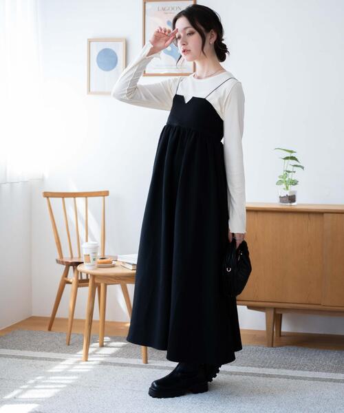 WEGO（ウィゴー）の「WEGO/ソフトタッチクルーネックロンT（Tシャツ/カットソー・レディース・ブラック/ホワイト/ブラウン系その他・FREE）」の4枚目の写真