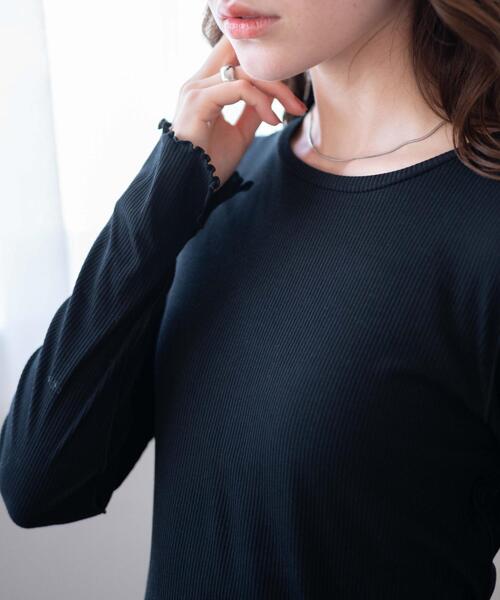 WEGO（ウィゴー）の「WEGO/ソフトタッチクルーネックロンT（Tシャツ/カットソー・レディース・ブラック/ホワイト/ブラウン系その他・FREE）」の6枚目の写真