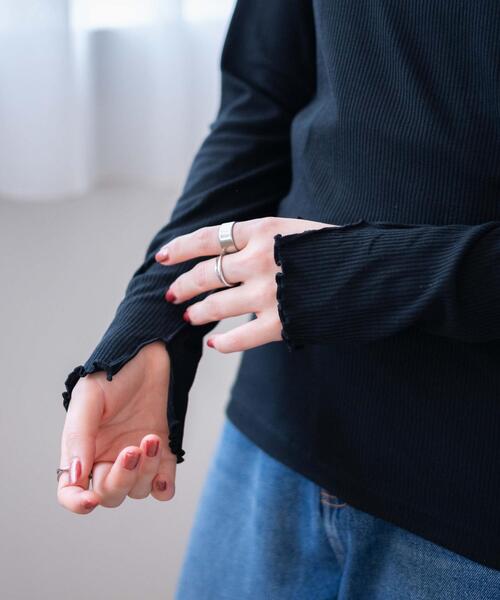 WEGO（ウィゴー）の「WEGO/ソフトタッチクルーネックロンT（Tシャツ/カットソー・レディース・ブラック/ホワイト/ブラウン系その他・FREE）」の7枚目の写真