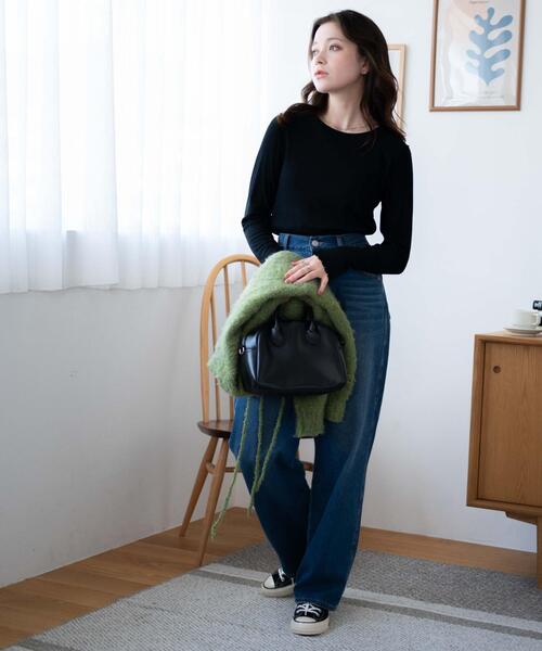 WEGO（ウィゴー）の「WEGO/ソフトタッチクルーネックロンT（Tシャツ/カットソー・レディース・ブラック/ホワイト/ブラウン系その他・FREE）」の18枚目の写真