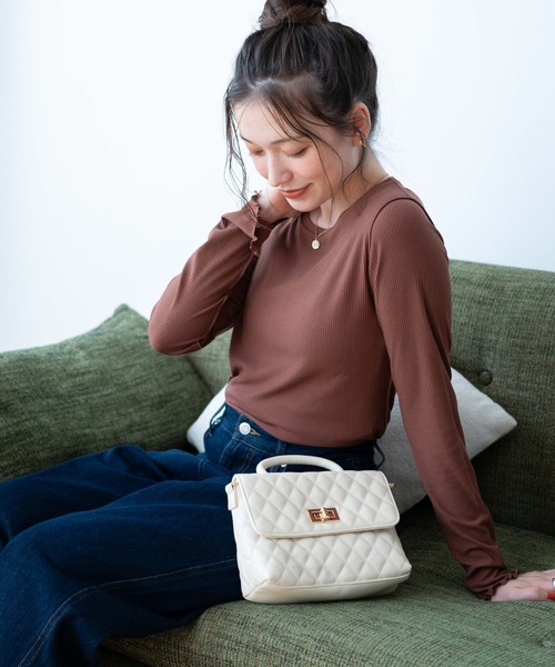 WEGO（ウィゴー）の「WEGO/ソフトタッチクルーネックロンT（Tシャツ/カットソー・レディース・ブラック/ホワイト/ブラウン系その他・FREE）」の3枚目の写真