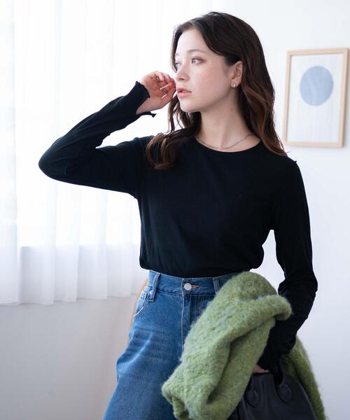 WEGO（ウィゴー）の「WEGO/ソフトタッチクルーネックロンT（Tシャツ/カットソー・レディース・ブラック/ホワイト/ブラウン系その他・FREE）」の15枚目の写真