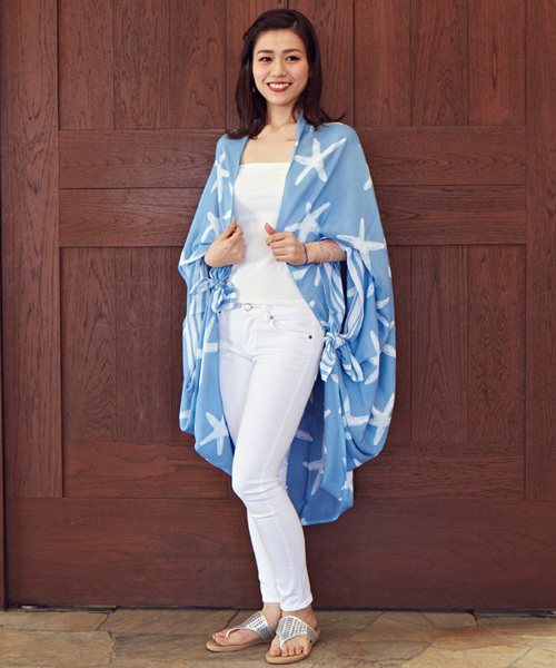 Kahiko(カヒコ)の「【kahiko】STARFISH★サローン(ストール/ショール・レディース・ブルー/ホワイト/ピンク/ミント・FREE)」の3枚目の写真