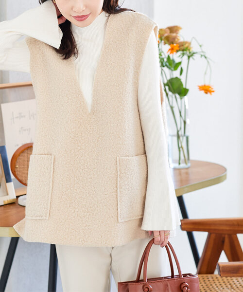 KOBE LETTUCE（コウベレタス）の「リバーシブルベスト（ベスト・レディース・ライトベージュ/グレー/ブラック・M）」の2枚目の写真