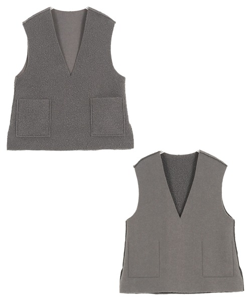 KOBE LETTUCE（コウベレタス）の「リバーシブルベスト（ベスト・レディース・ライトベージュ/グレー/ブラック・M）」の10枚目の写真