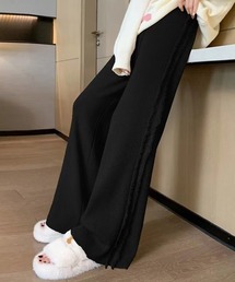 サイドフリンジニットセミワイドパンツ