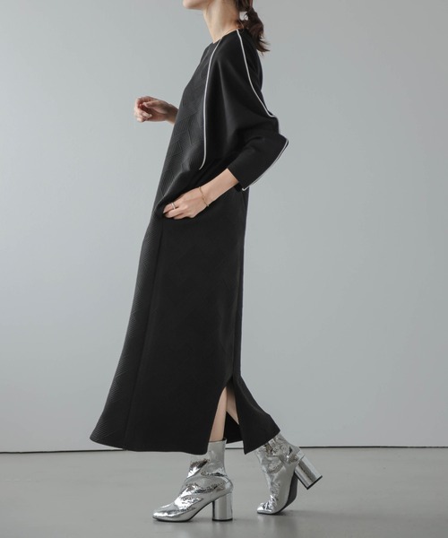 La-gemme（ラジェム）の「異素材ロングワンピース（ワンピース・レディース・ベージュ/ブラック/グレー・フリー）」の19枚目の写真