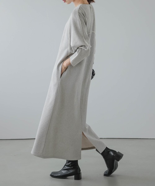 La-gemme（ラジェム）の「異素材ロングワンピース（ワンピース・レディース・ベージュ/ブラック/グレー・フリー）」の22枚目の写真