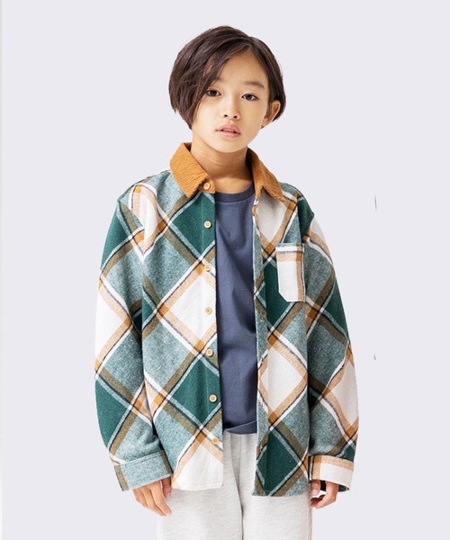 JAM & LINK(ジャムアンドリンク)の「「@r.y.623」コラボ企画 布帛ネルシャツ(シャツ/ブラウス・キッズ・グリーン/ブラウン・160cm/110cm/120cm/140cm/150cm/130cm)」の2枚目の写真