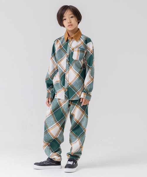 JAM & LINK(ジャムアンドリンク)の「「@r.y.623」コラボ企画 布帛ネルシャツ(シャツ/ブラウス・キッズ・グリーン/ブラウン・160cm/110cm/120cm/140cm/150cm/130cm)」の4枚目の写真