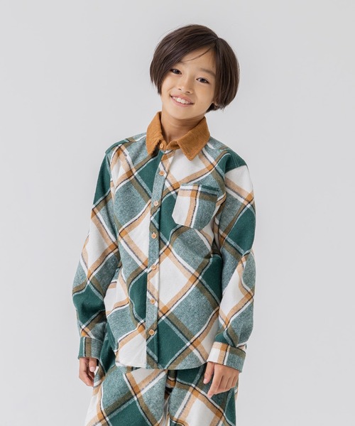 JAM & LINK(ジャムアンドリンク)の「「@r.y.623」コラボ企画 布帛ネルシャツ(シャツ/ブラウス・キッズ・グリーン/ブラウン・160cm/110cm/120cm/140cm/150cm/130cm)」の21枚目の写真
