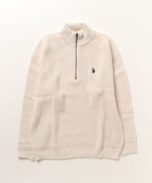 U.S. POLO ASSN.（ユーエスポロアッスン）の「【U.S. POLO ASSN.】ハーフジップニット PLM33401（ニット/セーター・メンズ・ネイビー/ブラック/ベージュ/アイボリー/グリーン・LL/M/L）」の2枚目の写真