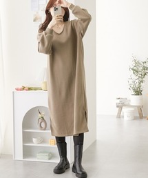【販売終了】裏起毛Vネックロングワンピース