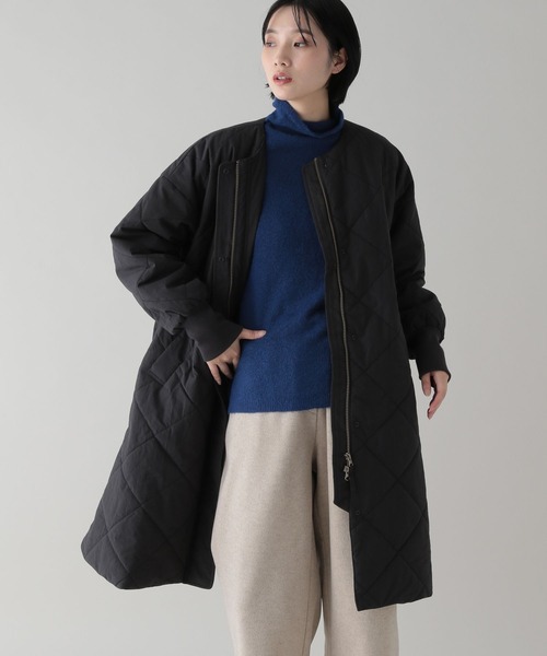 studio CLIP（スタディオクリップ）の「《natural by clip》マフラー付きキルトコート（モッズコート・レディース・チャコール/ベージュ・FREE）」の9枚目の写真