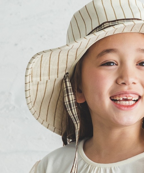 pairmanon（ペアマノン）の「ストライププリントリボン付きハット（ハット・キッズ・ベージュ/ライトグリーン・FREE）」の3枚目の写真