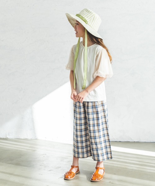 pairmanon（ペアマノン）の「ストライププリントリボン付きハット（ハット・キッズ・ベージュ/ライトグリーン・FREE）」の6枚目の写真