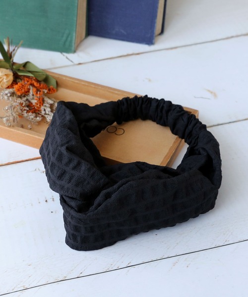 colleca la（コレカラ）の「ぽこぽこリップルヘアターバン（ヘアバンド・レディース・ブラック/カーキ/ネイビー・ﾌﾘ-）」の2枚目の写真