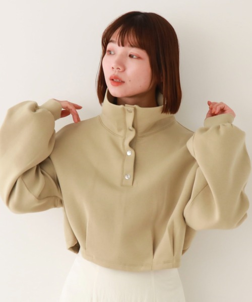 archives（アルシーヴ）の「ハーフスナップダンボールプルオーバー（スウェット・レディース・グリーン/オフホワイト/ブラック/チャコールグレー・MEDIUM）」の4枚目の写真