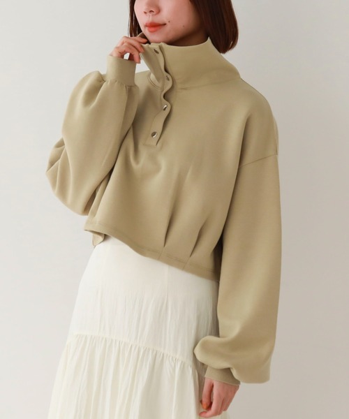 archives（アルシーヴ）の「ハーフスナップダンボールプルオーバー（スウェット・レディース・グリーン/オフホワイト/ブラック/チャコールグレー・MEDIUM）」の5枚目の写真