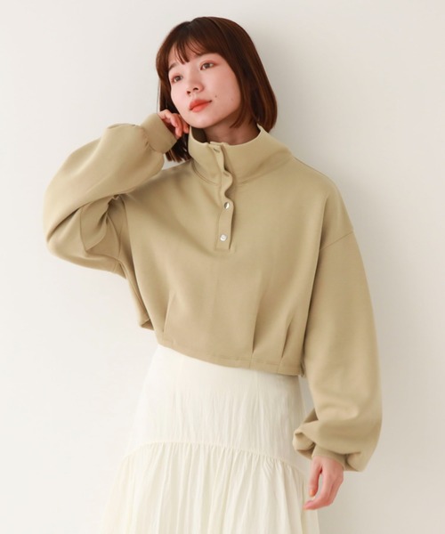 archives（アルシーヴ）の「ハーフスナップダンボールプルオーバー（スウェット・レディース・グリーン/オフホワイト/ブラック/チャコールグレー・MEDIUM）」の9枚目の写真