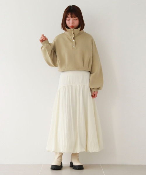 archives（アルシーヴ）の「ハーフスナップダンボールプルオーバー（スウェット・レディース・グリーン/オフホワイト/ブラック/チャコールグレー・MEDIUM）」の11枚目の写真