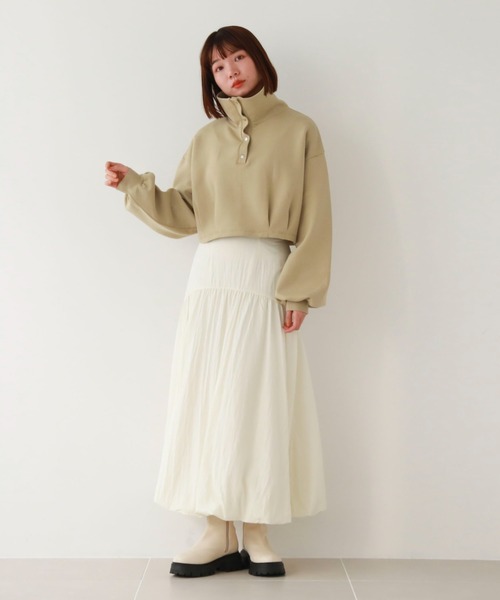 archives（アルシーヴ）の「ハーフスナップダンボールプルオーバー（スウェット・レディース・グリーン/オフホワイト/ブラック/チャコールグレー・MEDIUM）」の6枚目の写真