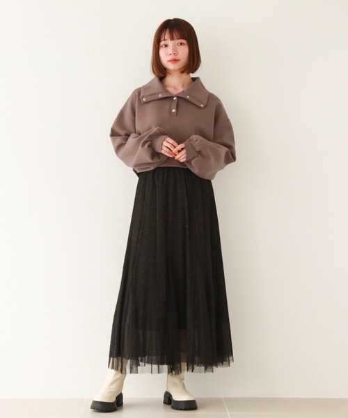 archives（アルシーヴ）の「ハーフスナップダンボールプルオーバー（スウェット・レディース・グリーン/オフホワイト/ブラック/チャコールグレー・MEDIUM）」の18枚目の写真