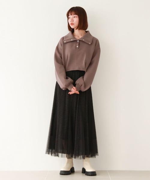 archives（アルシーヴ）の「ハーフスナップダンボールプルオーバー（スウェット・レディース・グリーン/オフホワイト/ブラック/チャコールグレー・MEDIUM）」の16枚目の写真