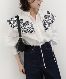 SLOBE IENA | エンブロイダリーラッフルブラウス(シャツ/ブラウス)
