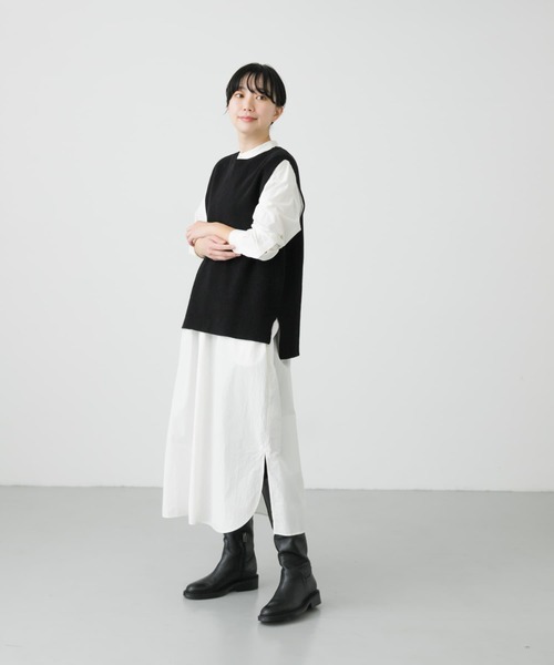かぐれ（カグレ）の「コットンニットベスト（ベスト・レディース・グレー/ブラック・FREE）」の7枚目の写真