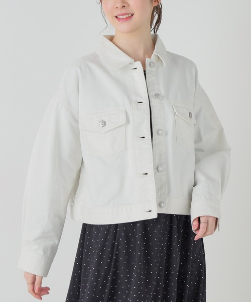 Honeys（ハニーズ）の「レースアップＧジャン／デニムジャケット（デニムジャケット・レディース・アイボリー/ライトインディゴブルー/ピンク・LL/S/M/L）」の5枚目の写真