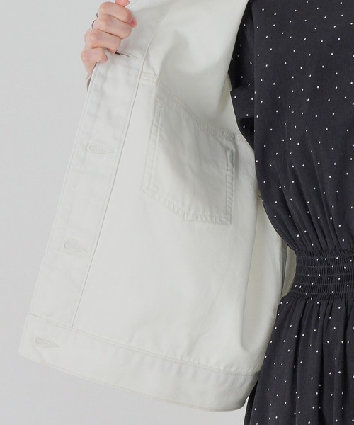 Honeys（ハニーズ）の「レースアップＧジャン／デニムジャケット（デニムジャケット・レディース・アイボリー/ライトインディゴブルー/ピンク・LL/S/M/L）」の10枚目の写真