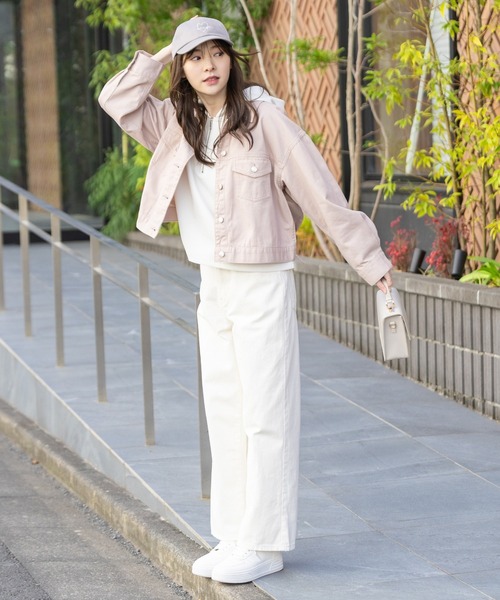 Honeys（ハニーズ）の「レースアップＧジャン／デニムジャケット（デニムジャケット・レディース・アイボリー/ライトインディゴブルー/ピンク・LL/S/M/L）」の8枚目の写真