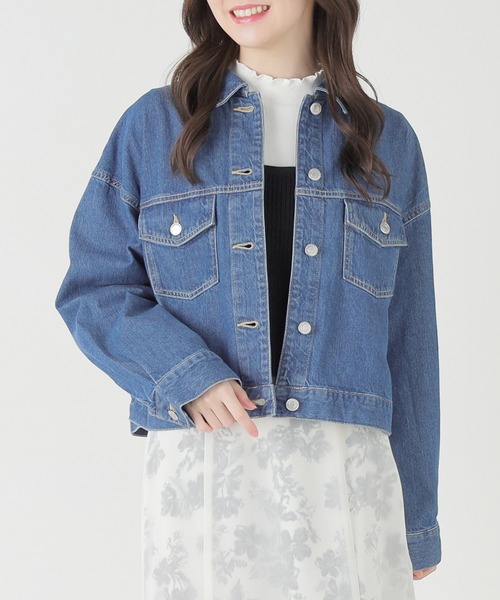 Honeys（ハニーズ）の「レースアップＧジャン／デニムジャケット（デニムジャケット・レディース・アイボリー/ライトインディゴブルー/ピンク・LL/S/M/L）」の13枚目の写真