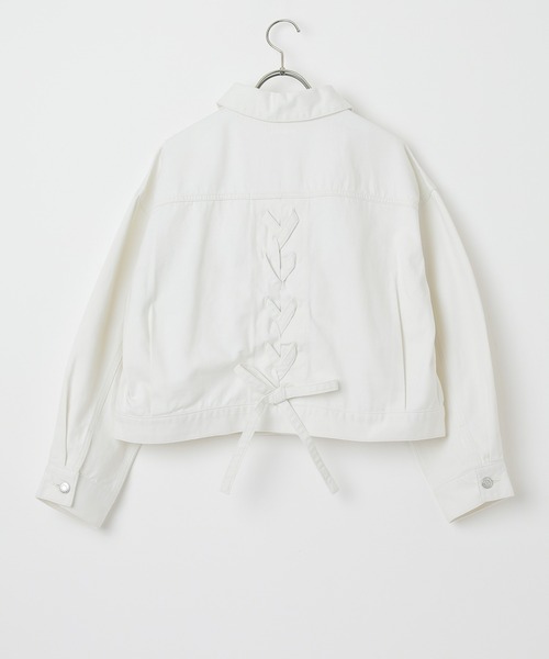 Honeys（ハニーズ）の「レースアップＧジャン／デニムジャケット（デニムジャケット・レディース・アイボリー/ライトインディゴブルー/ピンク・LL/S/M/L）」の20枚目の写真