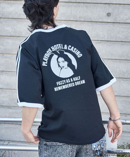 PLAYBOY　プレイボーイ　半袖Tシャツ　XL　ラグラン袖 　黄　紺　ネイビー PLAYBOY Tシャツ プレイボーイ 半袖Tシャツ メール便送料無料