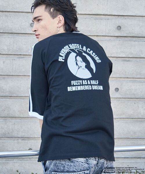 PLAYBOY　プレイボーイ　半袖Tシャツ　XL　ラグラン袖 　黄　紺　ネイビー PLAYBOY（プレイボーイ）の「【SEQUENZ】PBHC SPORTS TRIM S/S